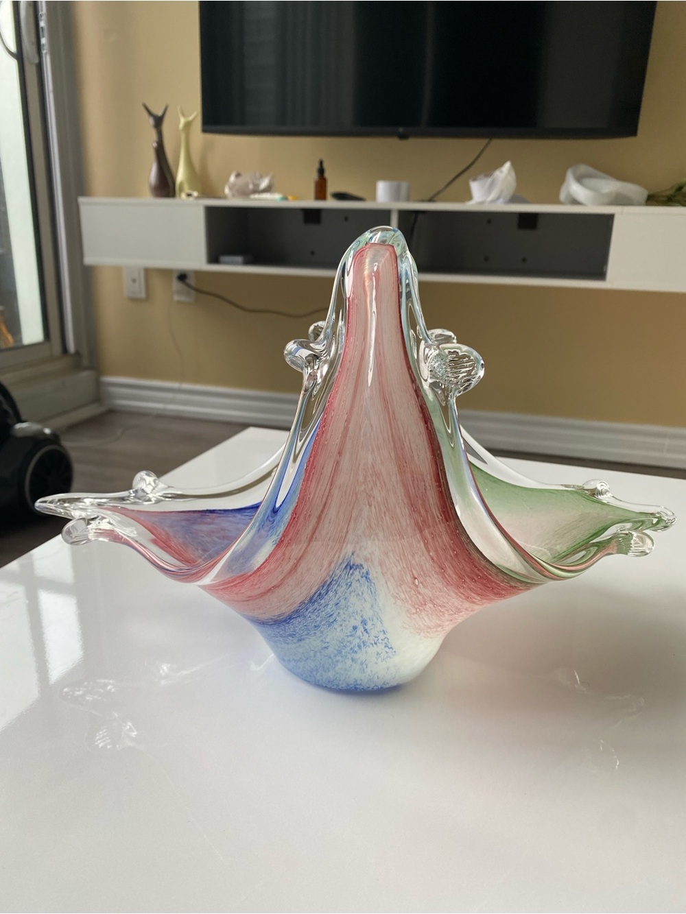 Vintage Murano Art Glass Basket – Italian Handblown Elegance